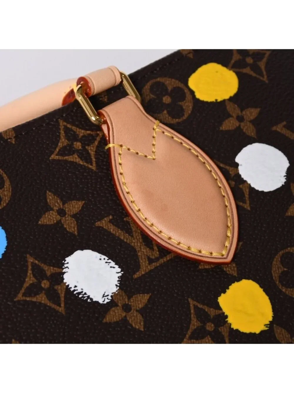 Louis Vuitton On The Go MM Yayoi Kusama Shoulder Bag 2-Way Leather Monogram